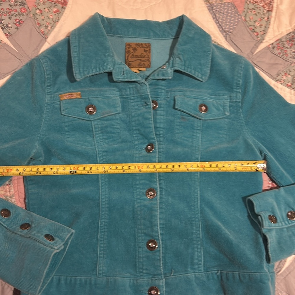 Candies Girls, Size L, Teal Blue Corduroy Jeans Jacket - Picture 5 of 11